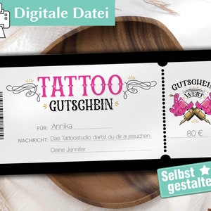 Tattoo Gutschein Editierbar - Geschenkgutschein Vorlage zum ausdrucken