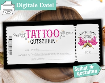 Tattoo Gutschein Editierbar - Geschenkgutschein Vorlage zum ausdrucken