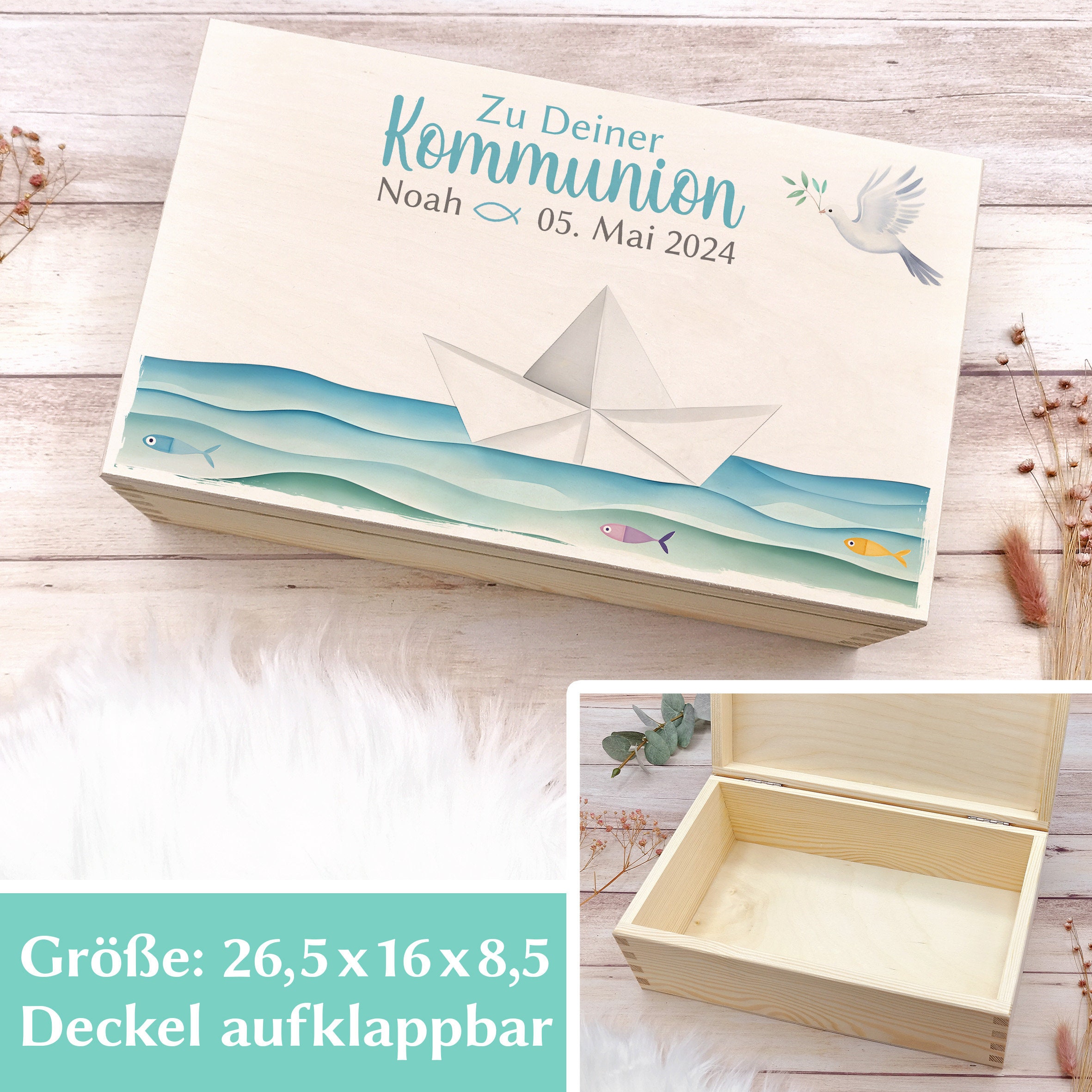 Personalized Communion Keepsake Box, First Communion Gift - Storage for ...