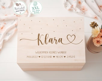 keepsake box baby | Welcome little miracle | Baby gifts for birth | 1 year | with name | Personalized | memory box