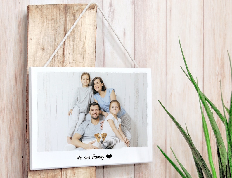 Photo gift family, photo gift personalized, photo gifts friend, photo on wood, photo on wooden board image 1