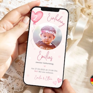 Invitación digital de cumpleaños | personalizado con foto | Tarjeta de invitación | tarjeta electrónica | Enviar por WhatsApp | cumpleaños de niños