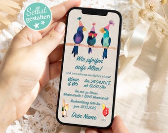 Digital Birthday Invitation WhatsApp Editable E-Card for Birthday Party Sendable Invite