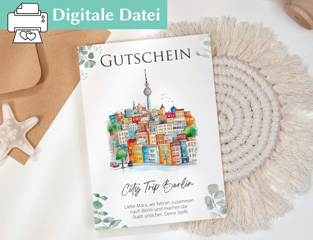 Reisegutschein Berlin Vorlage zum Ausdrucken Städtetrip Städtereise