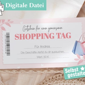 Shopping Gutschein | Personalisierter Gutschein | Gutschein Karte | Zeit statt Zeug | Einzigartige Geschenkidee | Gutschein Shoppen