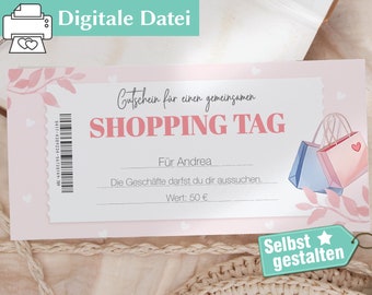 Shopping Gutschein | Personalisierter Gutschein | Gutschein Karte | Zeit statt Zeug | Einzigartige Geschenkidee | Gutschein Shoppen