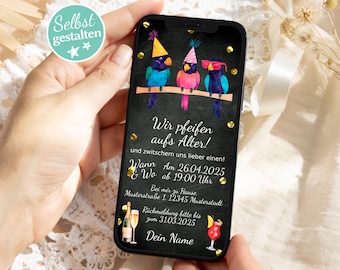 Digital Birthday Invitation WhatsApp Editable E-Card for Birthday Party Sendable Invite