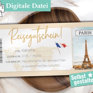 Paris Reisegutschein | Gutschein Reise | Personalisierter Gutschein | Reisegutschein | Gutschein Karte | Einzigartige Geschenkidee