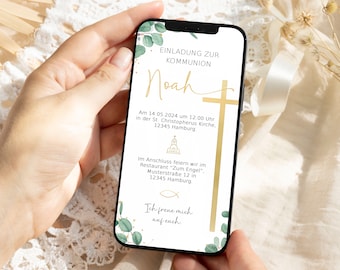 Kommunionseinladung für WhatsApp | Personalisierte Einladungskarte | eCard | zum versenden über WhatsApp | Einladung zur Kommunion