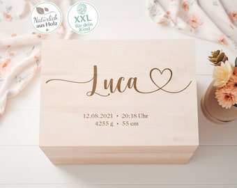 Erinnerungskiste Baby | Babygeschenk | Personalisierte Erinnerungsbox Holz | Babyparty | Geschenk zur Schwangerschaft | Kommunion