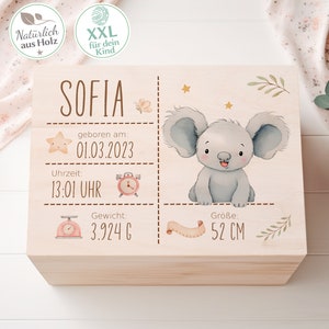 Erinnerungskiste Baby | Erinnerungsbox | Babygeschenk Geburt | Holzkiste Baby personalisiert | Geschenk zur Geburt Baby
