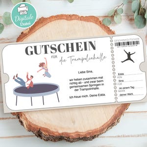 Trampolin Gutschein Vorlage Tampolinhalle  zum Ausdrucken Geschenkgutschein