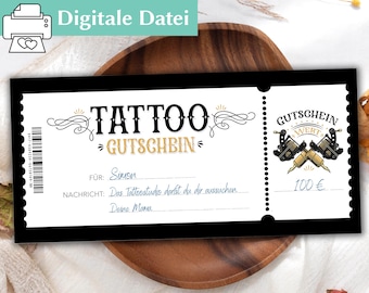 Tattoo Gutschein Editierbar - Geschenkgutschein Vorlage zum ausdrucken