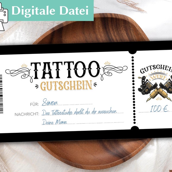 Tattoo Gutschein Editierbar - Geschenkgutschein Vorlage zum ausdrucken