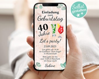 Digitale Einladung Geburtstag WhatsApp Geburtstagseinladung E-Card Einladungskarte Geburtstagsfeier editierbar zum versenden