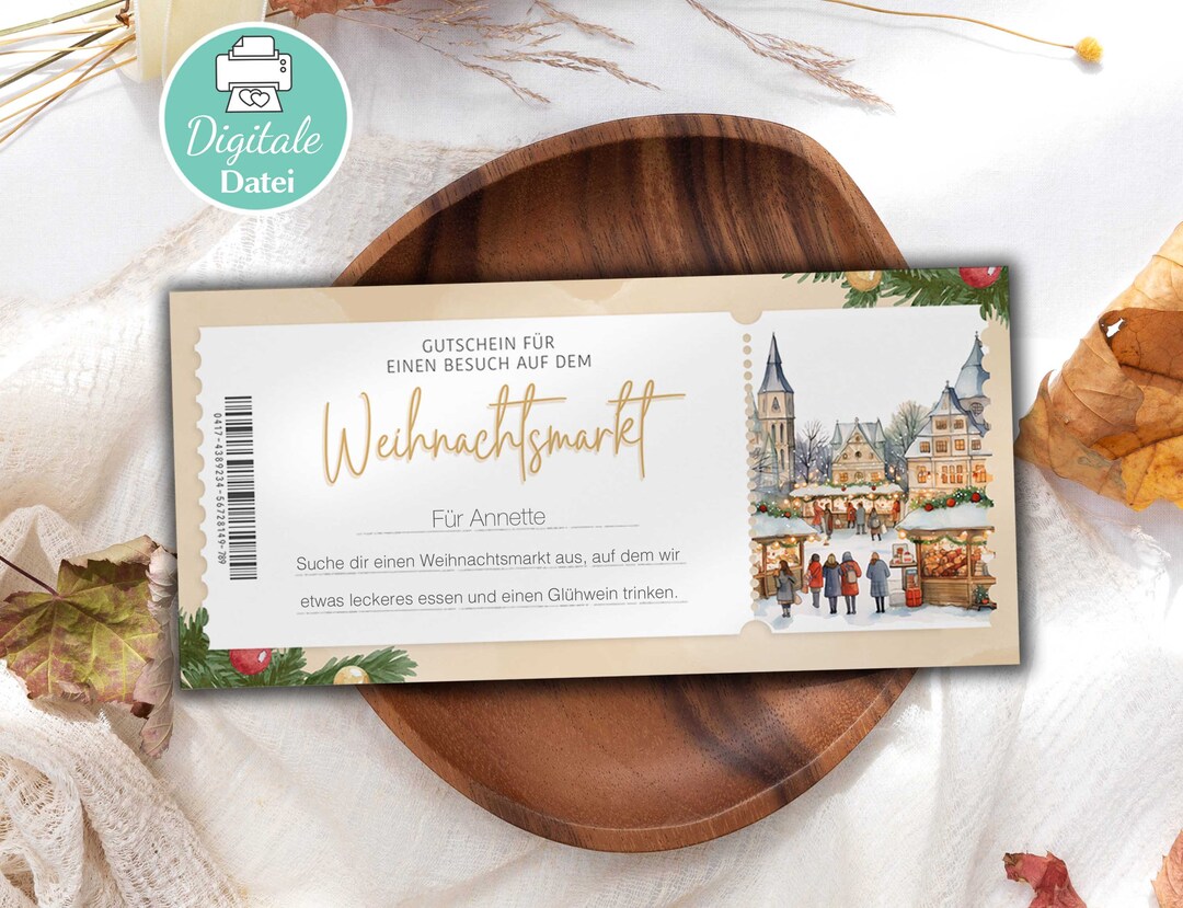 Weihnachtsmarkt Gutschein Personalisierter Gutschein Geschenkgutschein