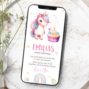 Digital Invitation Unicorn | Children&#39;s birthday WhatsApp invitation | Online invitation | eCard | Send via WhatsApp | Children&#39;s birthday