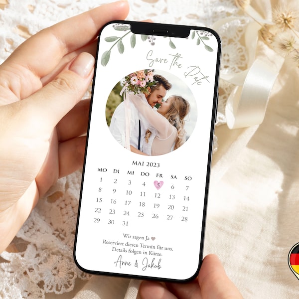 Save the Date | Digitale Einladung | Zum Versenden per WhatsApp | Personalisiert | Hochzeitseinladung | Digital