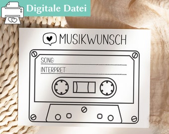 Musikwunschkarte Hochzeit | Musikwünsche Vorlage Digital | Hochzeitsspiel Idee | Hochzeit Liederwunsch | Partyspiel | Brautpaar