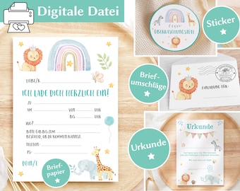 Einladung zum Kindergeburtstag | Set zum Download | Einladungskarten für Kinder | Kindergeburtstag einfach & günstig gestalten