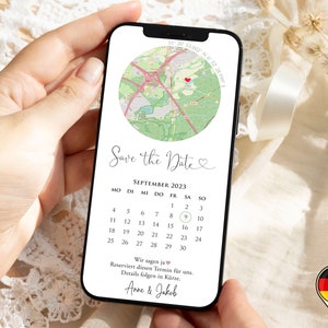 Save the Date | Digitale Karte | Zum Versenden per WhatsApp | mit Stadtplan | Hochzeitsdatum | Hochzeitseinladung | Digital
