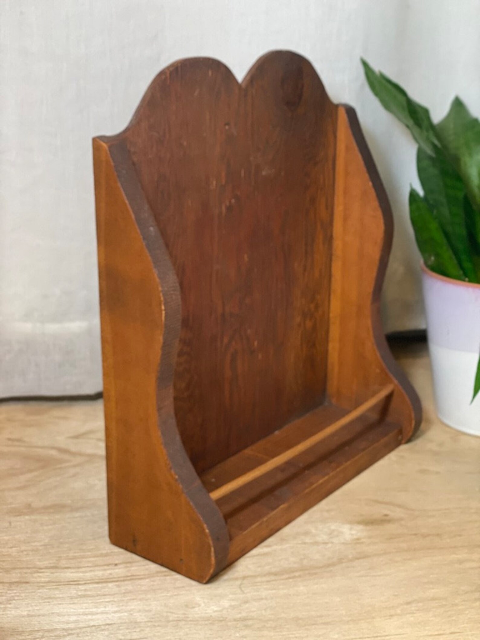 Vintage Wood Shelf Wall or Table Top, Mail Organizer, Spices, Trinkets