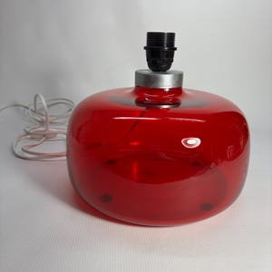Rare Vintage IKEA Sweden B0211 Red Handblown Glass Table Lamp
