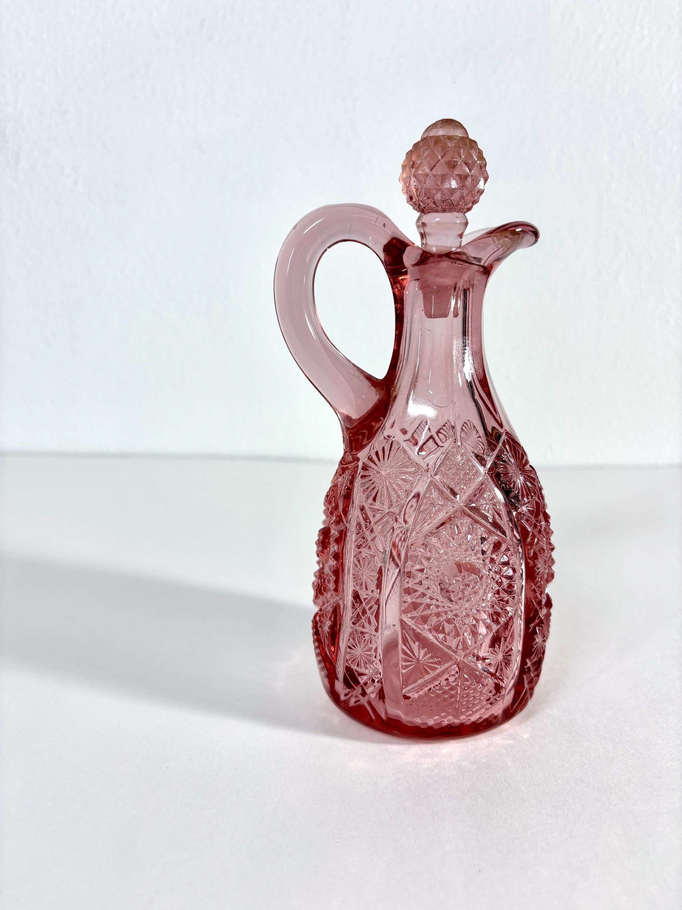 パフューム　ボトル　アメリカ　ビンテージ Vintage Pink Imperial Glass Cruet & Perfume Bottle | 1940-50s - Etsy
