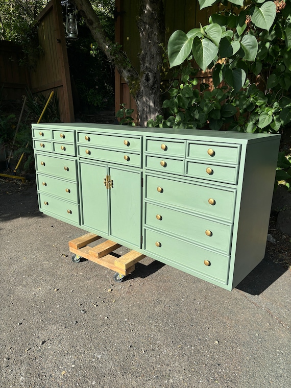 vintage sage green dresser Richmond Ridged Wide 6 Drawer Dresser, Matte Sage Green main image 1