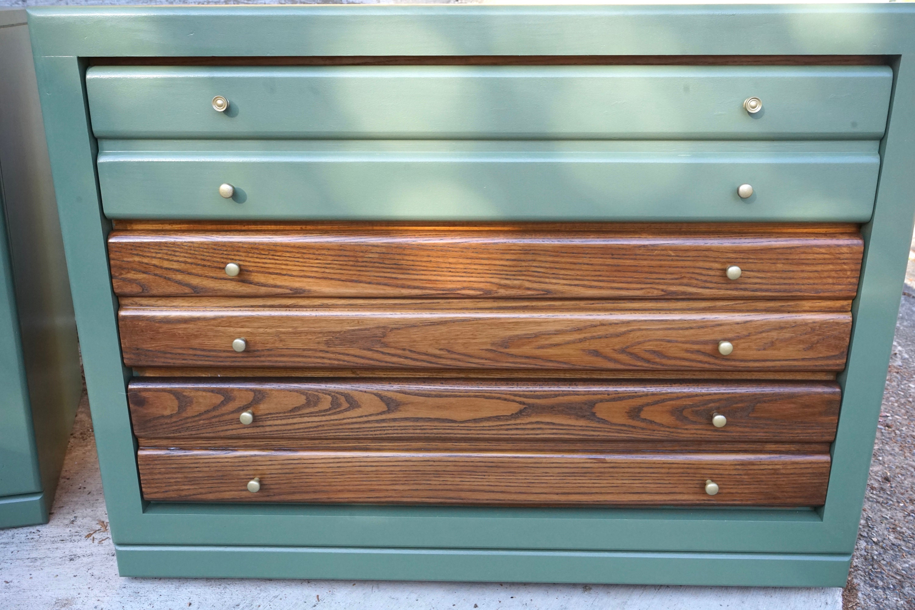Fresh Look at Sold Pair Of Vintage Sage Green Wood Oversized Nightstands End