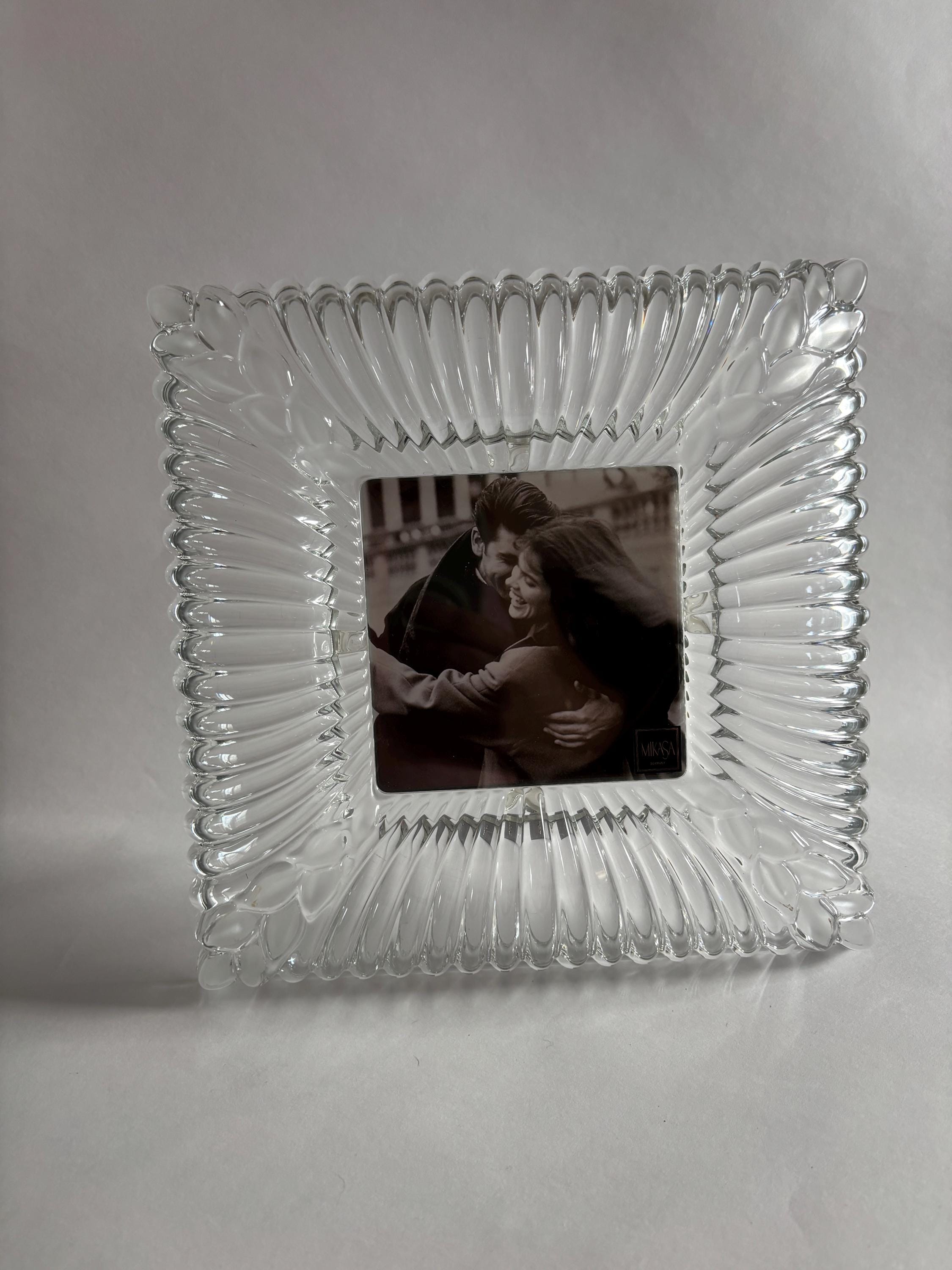 Vintage Mikasa 11x11 Crystal Square Photo Frame Clear Glass
