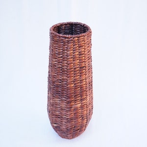 Tall Woven Wicker Floor Vase / Planter / Basket for Dried Florals, Pompass Grass - Boho, Rustic, Farmhouse, Living Room Home Decor