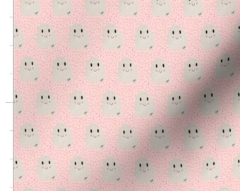 Tessuto di Halloween tagliato su misura / Fantasma Boo rosa / Fantasmi carini / Tessuto fantasma