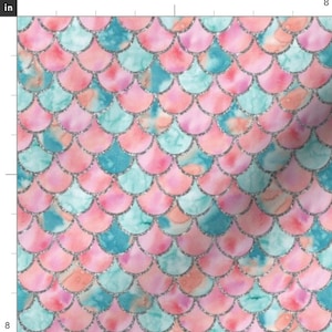 Pink and Teal Scales Fabric By The Yard | Mermaid | Fish | Ocean Fabric | Sea Animals Fabric | Made To Order