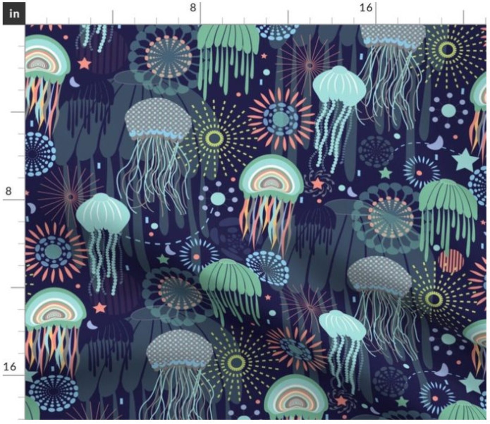 Sparkling Jellies Jellyfish Fabric by the Yard Jellyfish Etsy