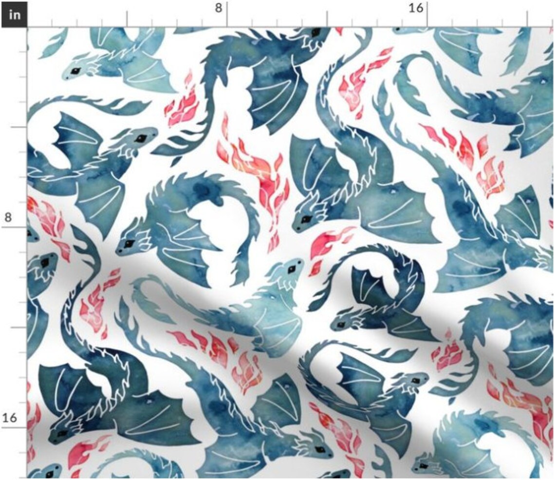 Dragon Fire Fabric by the Yard Dragons Fantasy Fabric Etsy