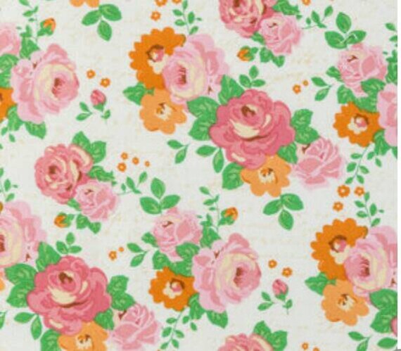100 Cotton Rose Mint And Tangerine Roses Quilting Etsy 100 Cotton Rose Mint And Tangerine Roses Quilting Etsy