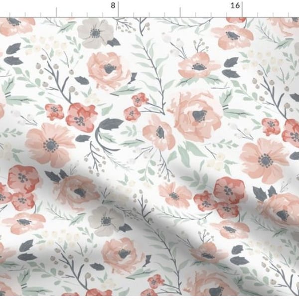 Soft Meadow Floral Fabric By The Yard | Floral Fabric | Blossom Fabric | Pink Flowers | Made To Order | Organic