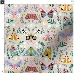 Butterflies Spring Fabric By The Yard | Butterfly Fabric | Insects | Moths | Floral | Feminine | Made To Order Fabric By The Yard