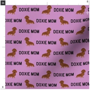 Doxie Mom Dachshund Fabric By The Yard | Doxie Fabric | Flowers Dog | Dog Print | Made To Order Fabric By The Yard