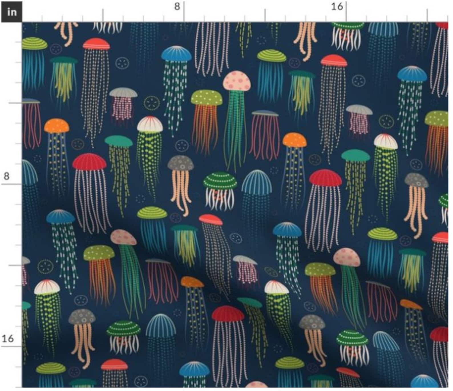 Just Jellies Jellyfish Fabric By The Yard Ocean Fabric Etsy