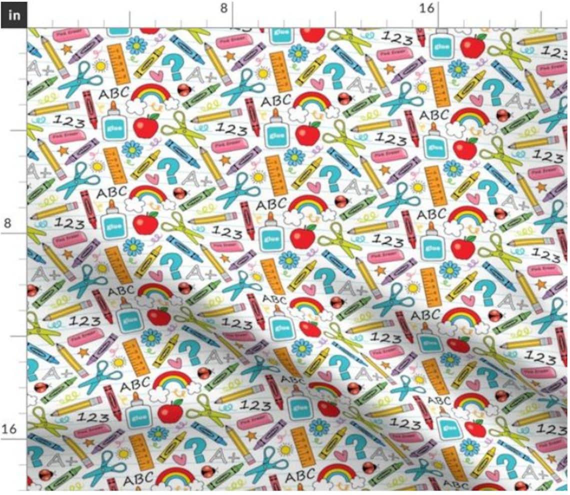Small School Supplies Fabric by the Yard Back to School Etsy