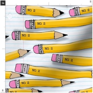 No 2 Pencils Fabric: Back To School Print-to-Order Fabric