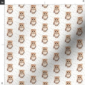 Watercolor Autumn Owls Fabric By The Yard