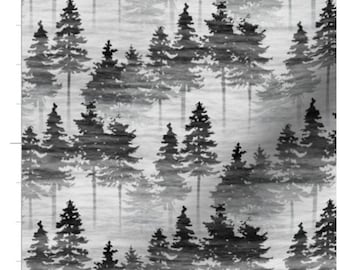Forest Mist Fabric By The Yard | Pine Tree Fabric | Woodland Fabric | Outdoor Evergreen Fabric | Made To Order Fabric | Organic