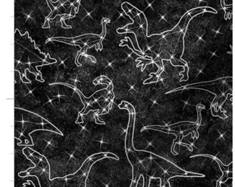 Constellation Dinosaurs Fabric By The Yard | Dinosaur Stars | Dinos | Night Sky | Made To Order Fabric By The Yard