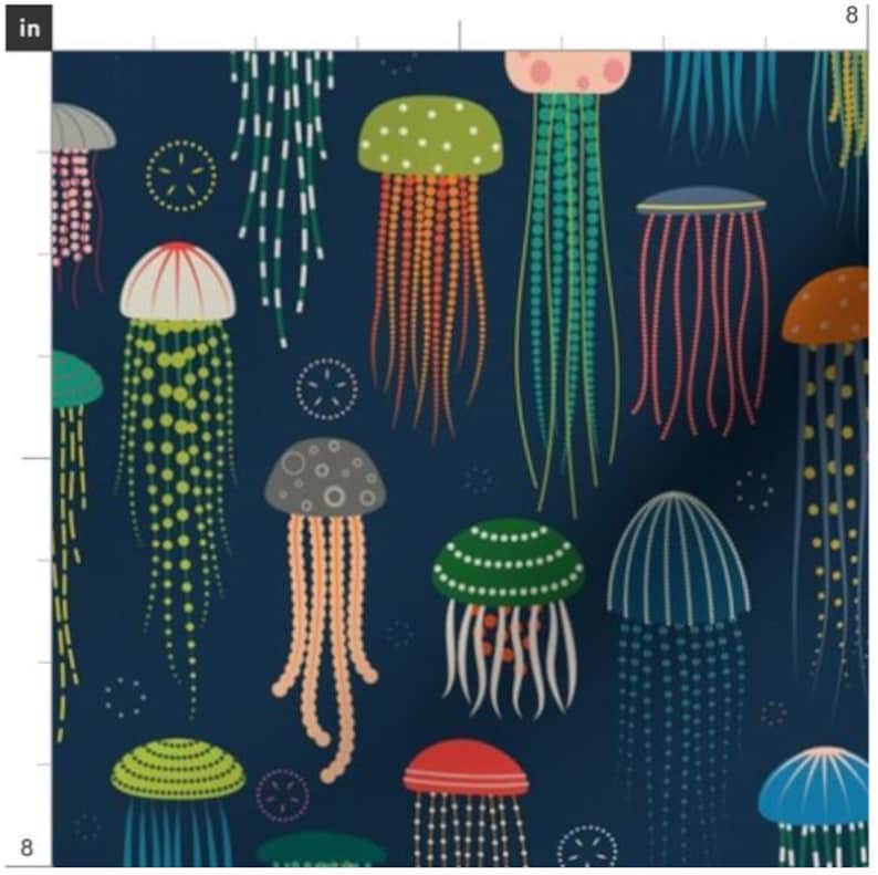 Just Jellies Jellyfish Fabric by the Yard Ocean Fabric Etsy