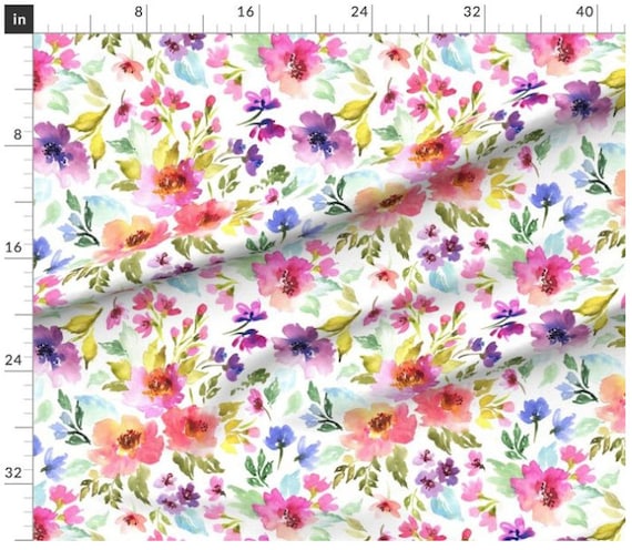 1ヤードあたりの花のカラフルな生地 | 花柄生地 | 水彩花