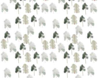 Pinos de acuarela / Tela de pino / Tela de bosque / Tela de árbol forestal / Árboles verdes / Tela hecha a pedido cortada a medida / Orgánica