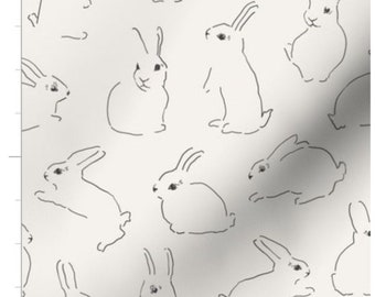 Line Art Bunnies Fabric By The Yard | Easter Bunnies | Bunny Fabric | Rabbits | Spring | Made To Order